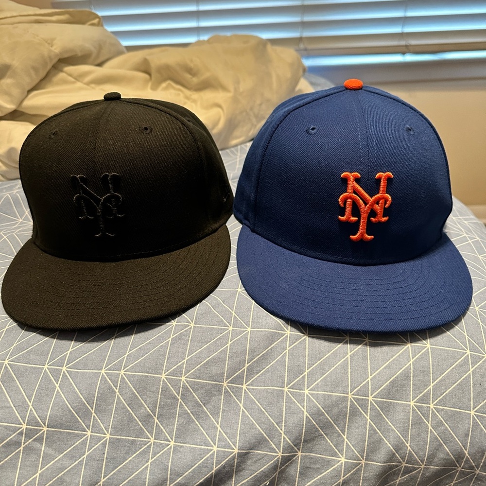 New York Mets New Era Fitted Hats/Caps Pair/Set Both Size 7